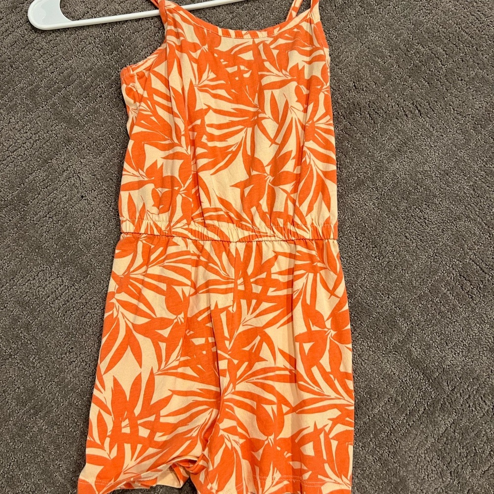 Old Navy Romper Girls L 10/12 Orange Floral